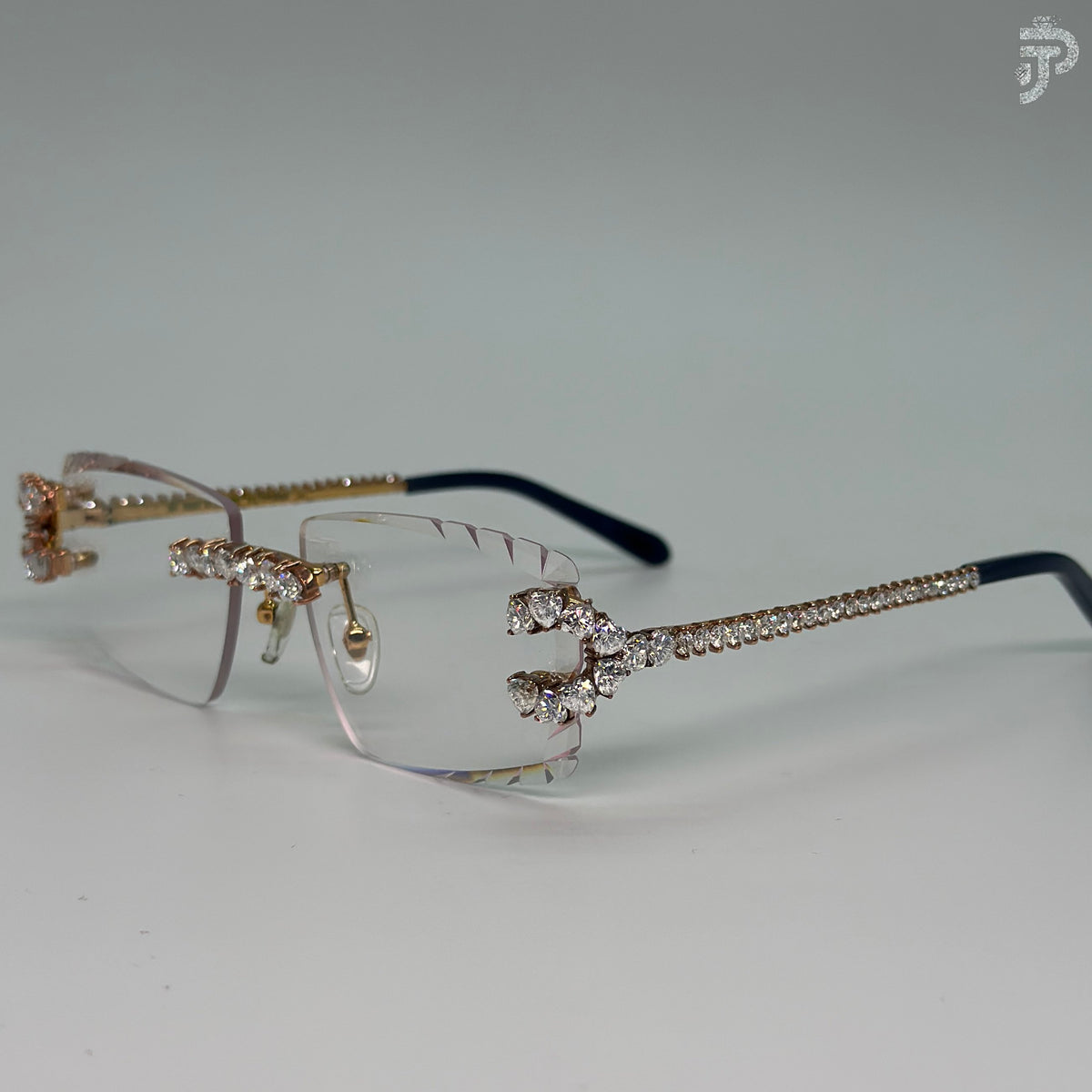 Rhodium Plated VVS Clarity Moissanite Diamond Glasses With White Glasses