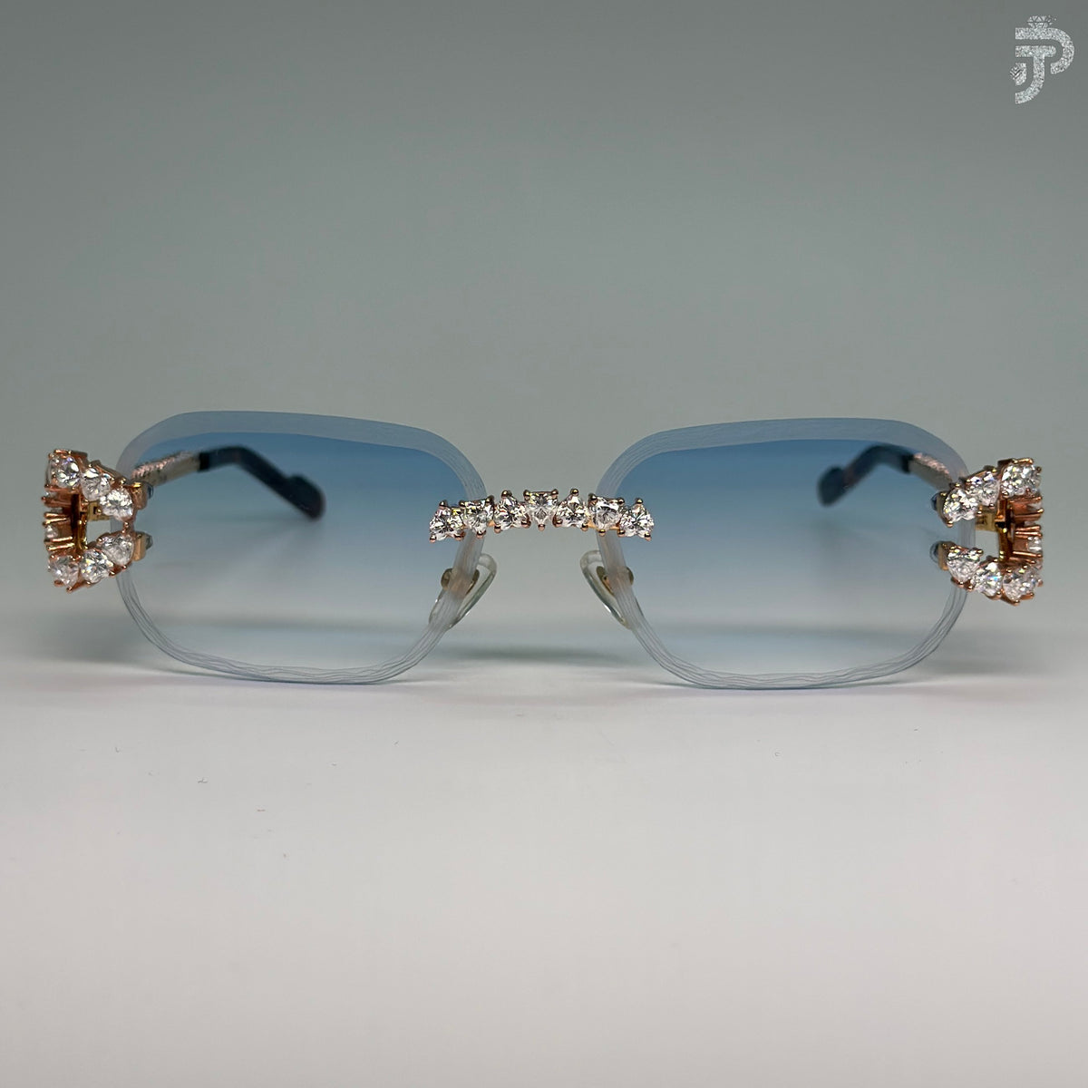 Full Diamond Frame Sunglasses With Rhodium Plated Heart Cut Diamond