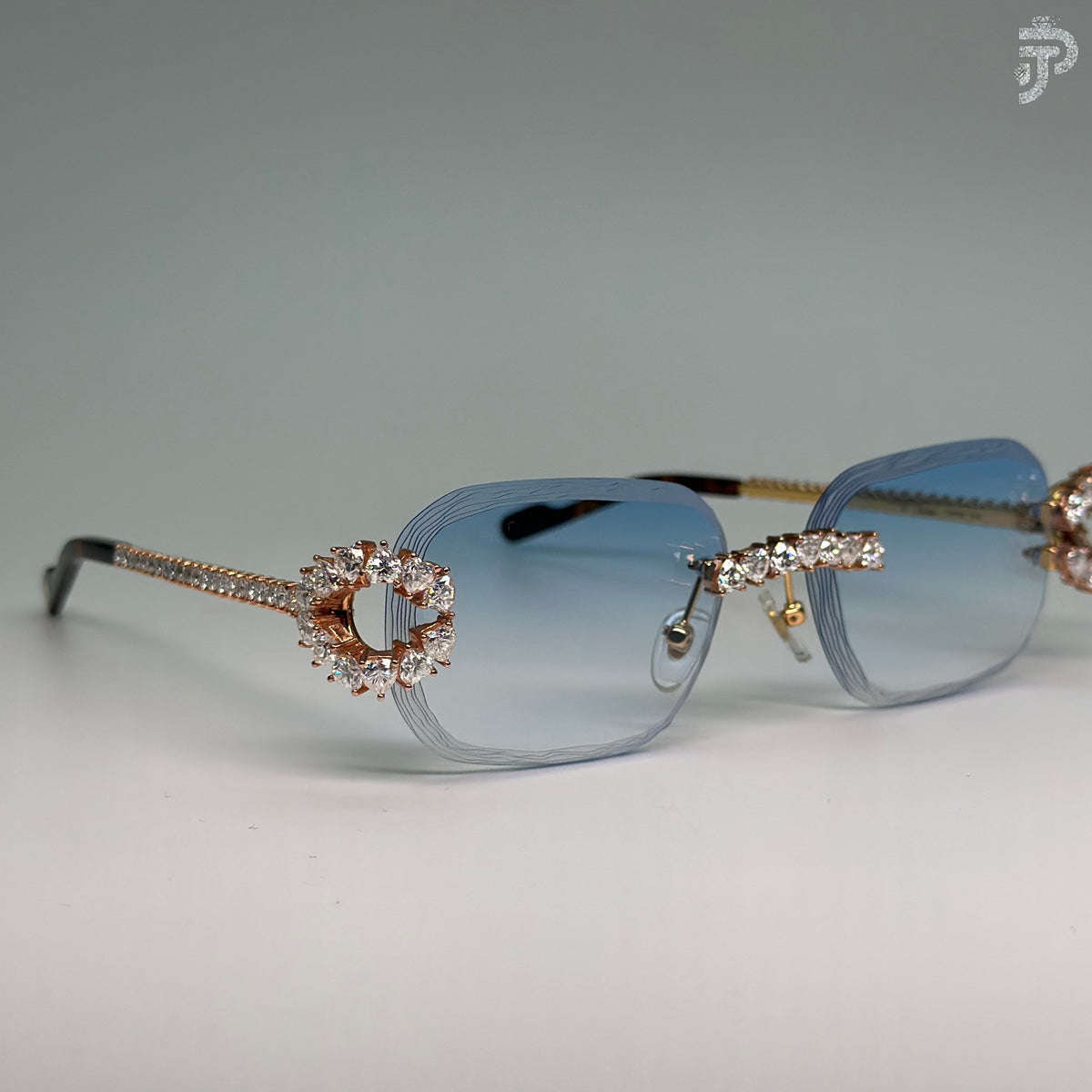 Full Diamond Frame Sunglasses With Rhodium Plated Heart Cut Diamond