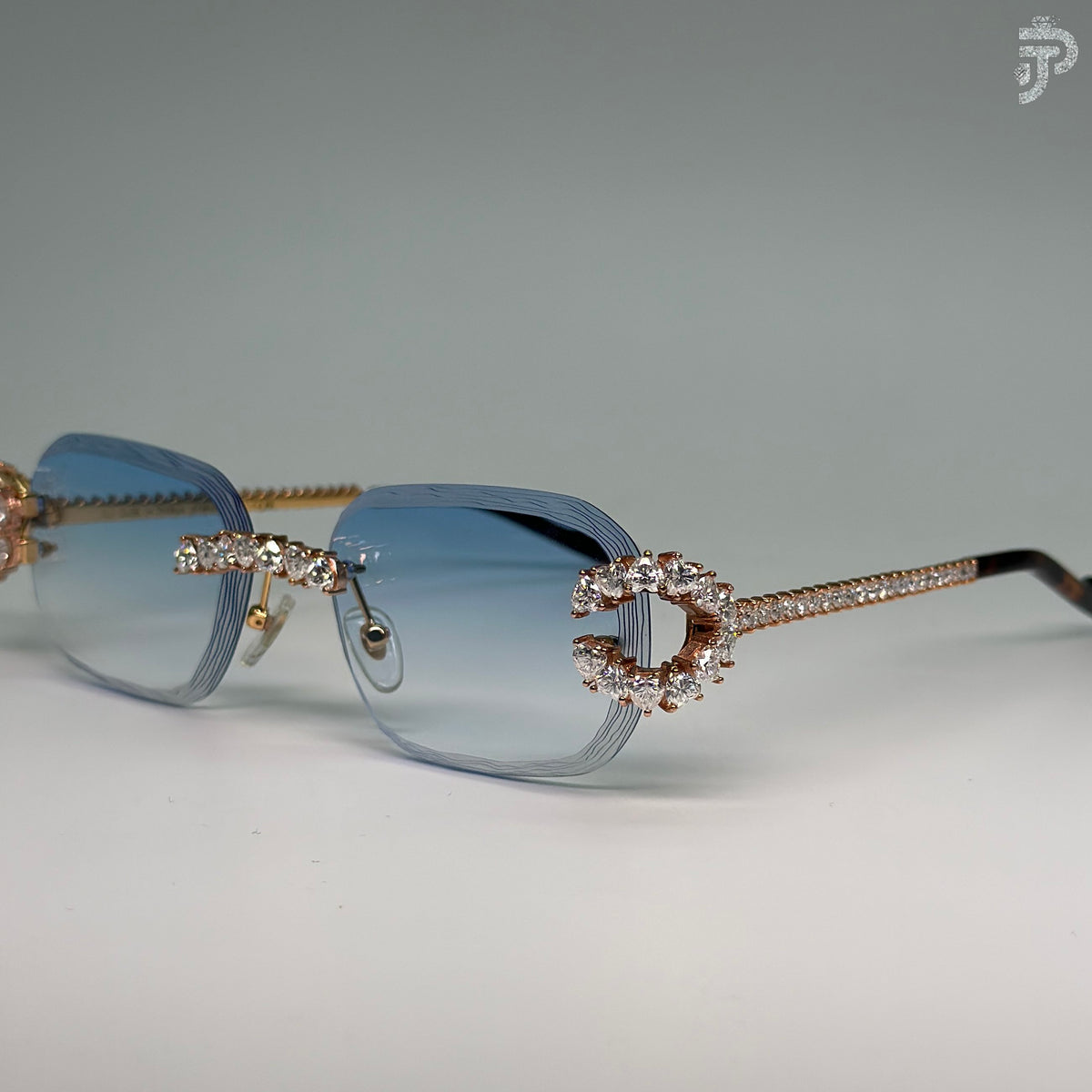 Full Diamond Frame Sunglasses With Rhodium Plated Heart Cut Diamond