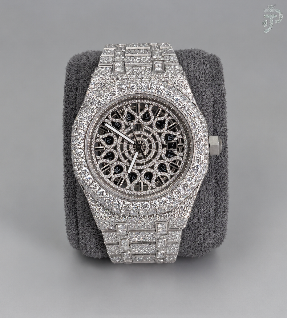 Stainless Steel VVS Round Cut Moissanite Diamond Watch For Unisex Wear