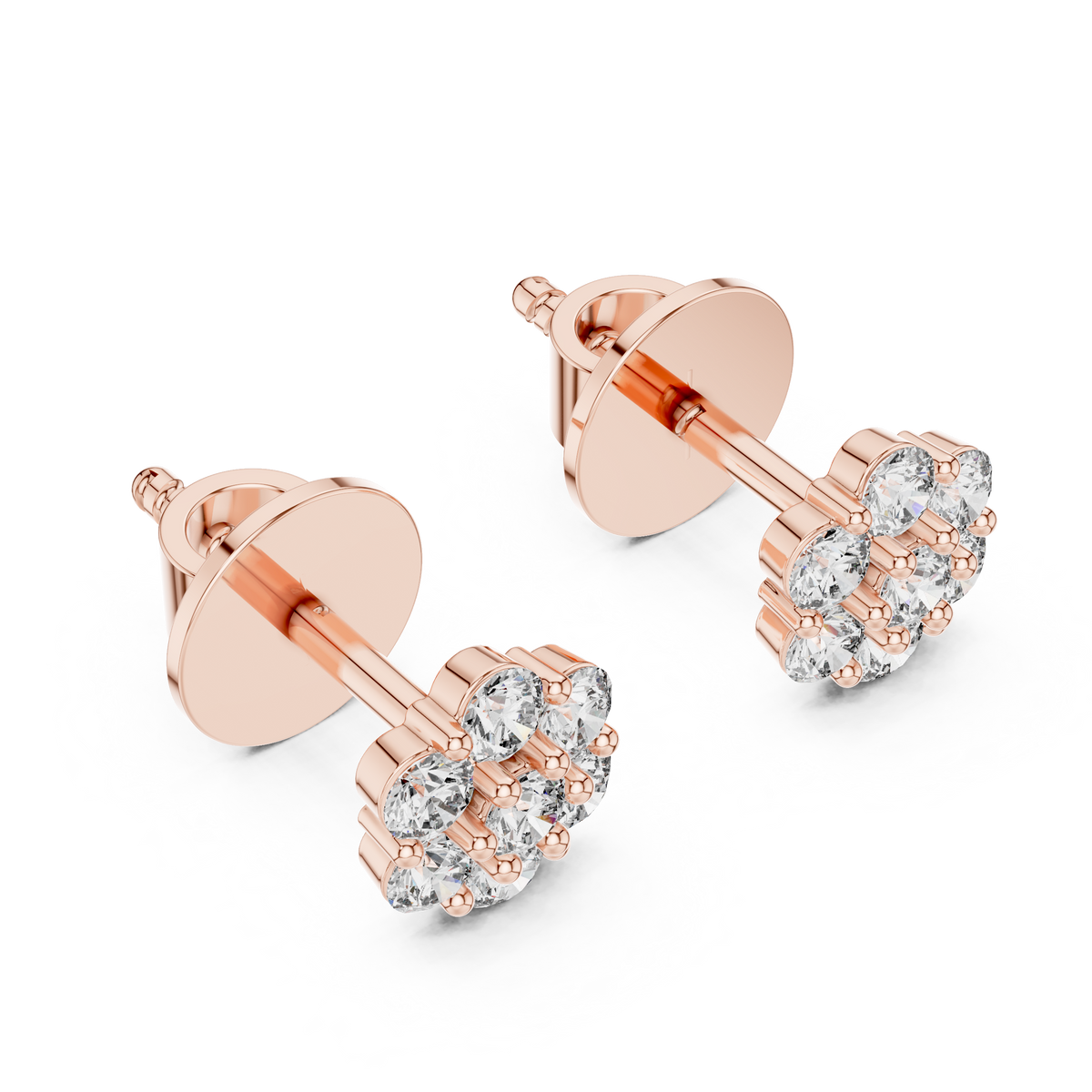 Floral Round Diamond Earring