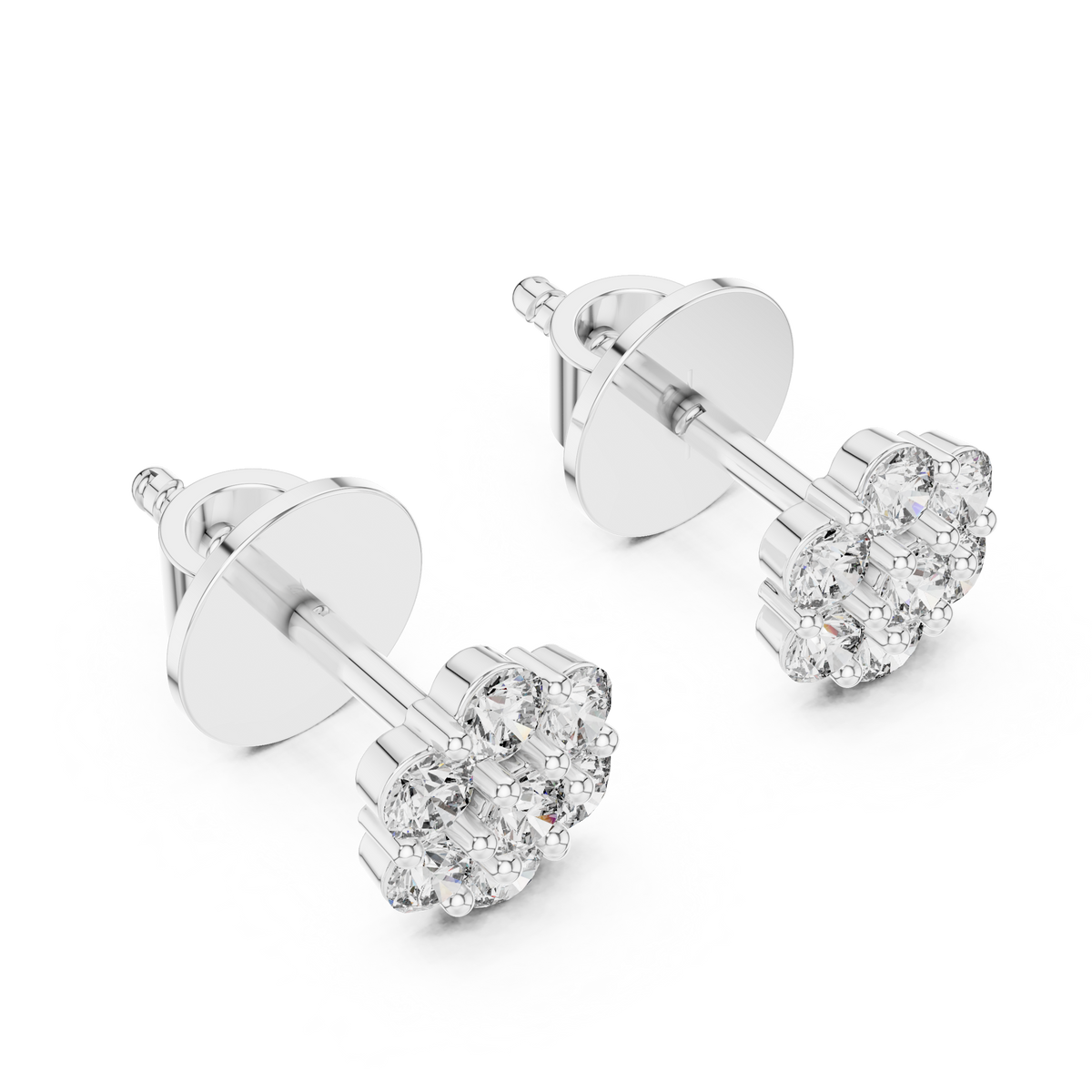Floral Round Diamond Earring