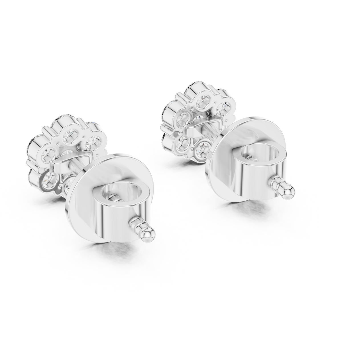Floral Round Diamond Earring