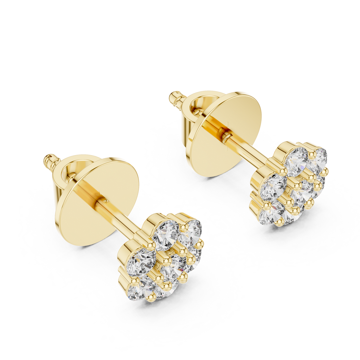 Floral Round Diamond Earring