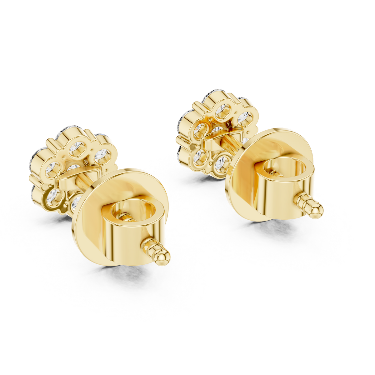 Floral Round Diamond Earring