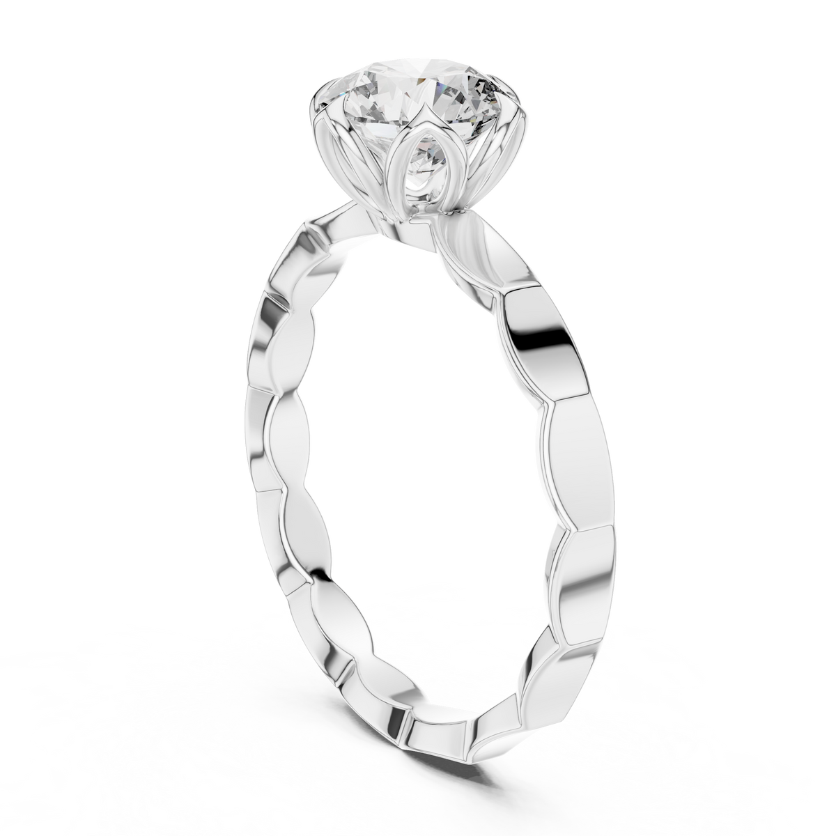 Floral Halo Diamond Engagement Ring