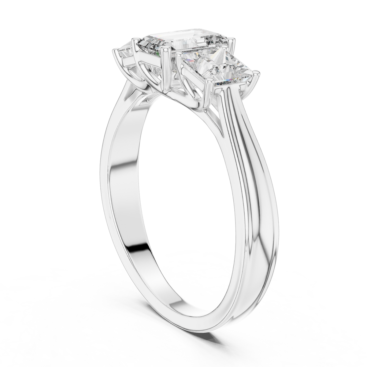 Trio Emerald & Princess Diamond  Ring