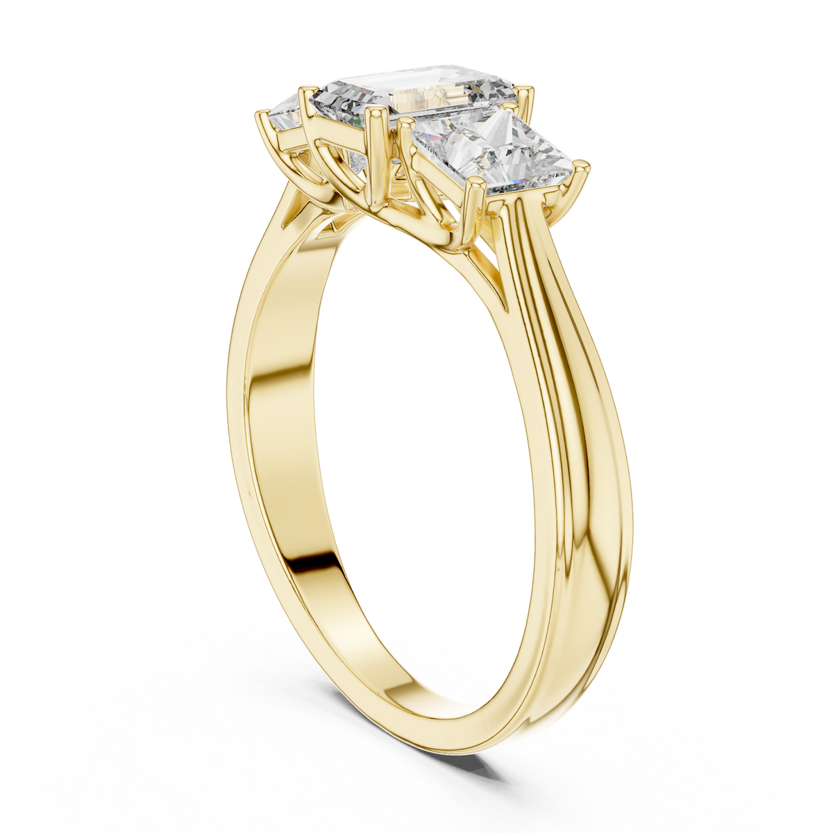 Trio Emerald & Princess Diamond  Ring