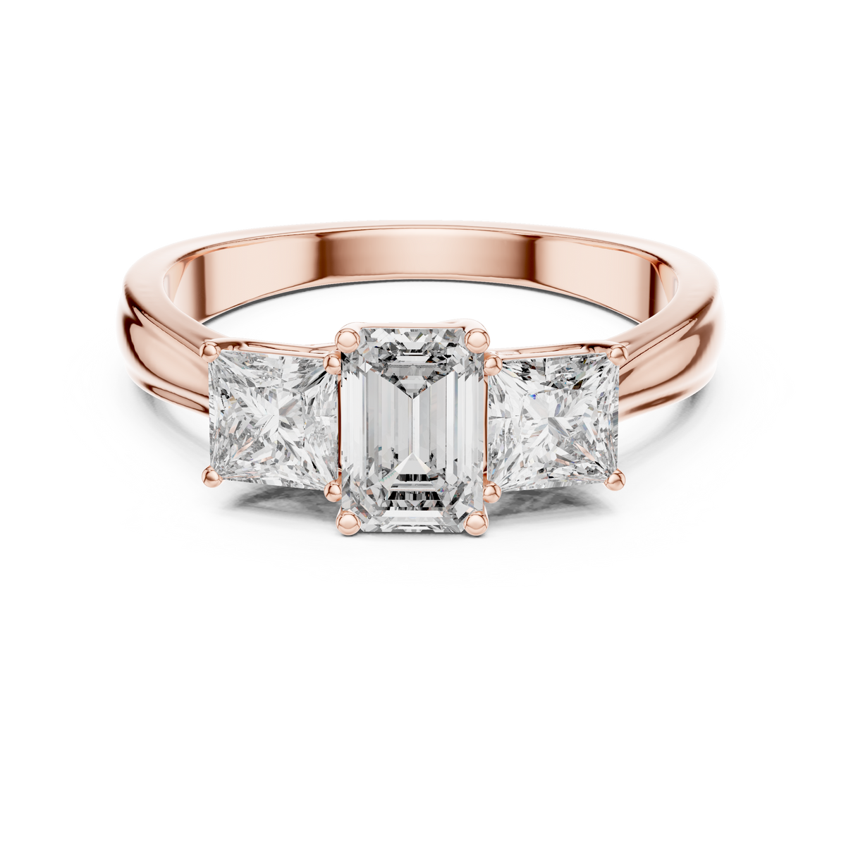 Trio Emerald & Princess Diamond  Ring