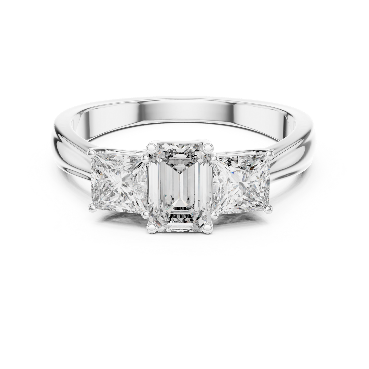 Trio Emerald & Princess Diamond  Ring
