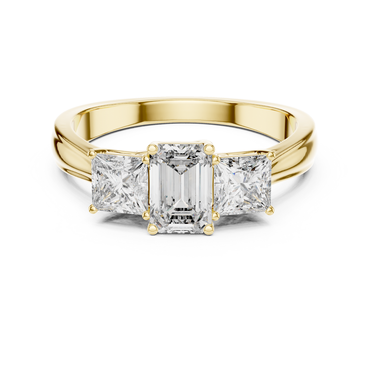Trio Emerald & Princess Diamond  Ring