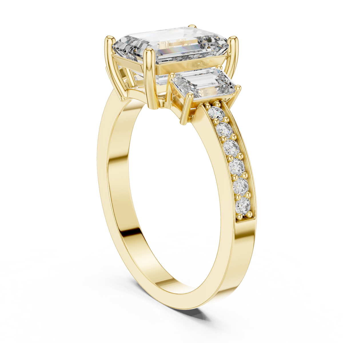 Trilogy Emerald Cut Diamond  Engagement Ring