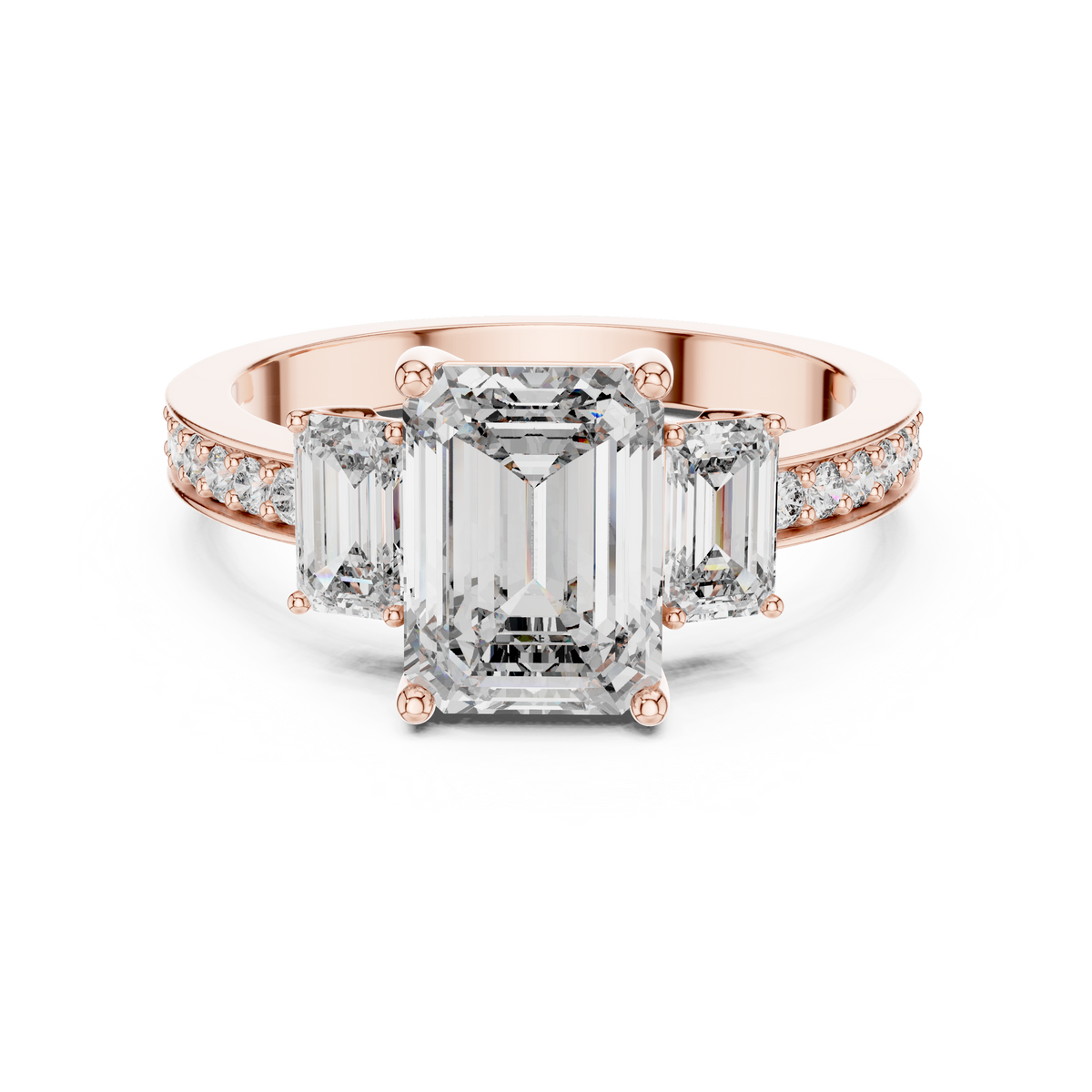 Trilogy Emerald Cut Diamond  Engagement Ring