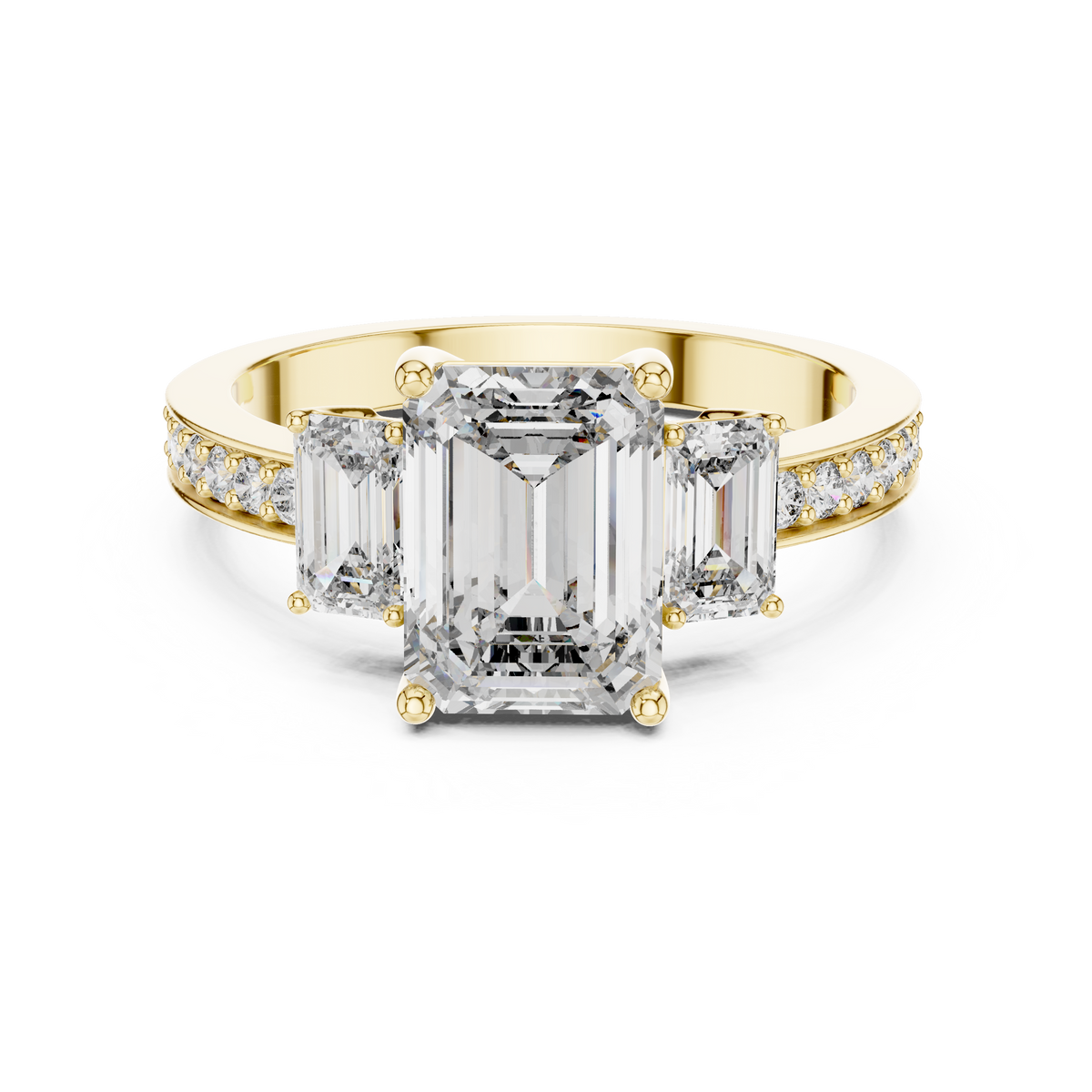 Trilogy Emerald Cut Diamond  Engagement Ring