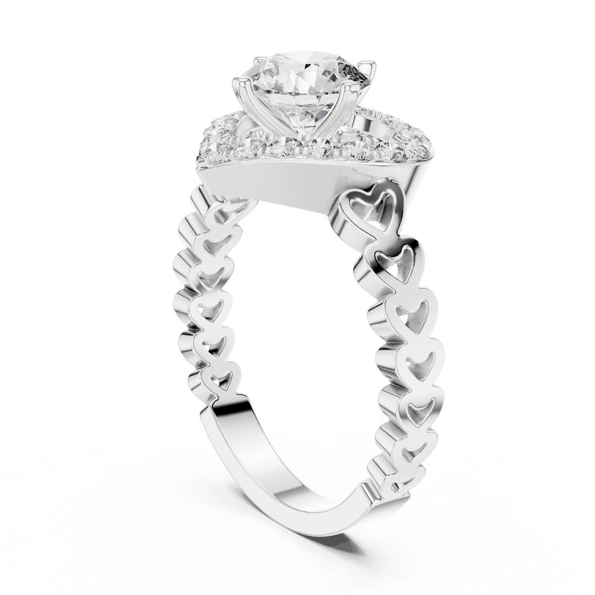 Heart Shape With Round Vvs Diamond Ring