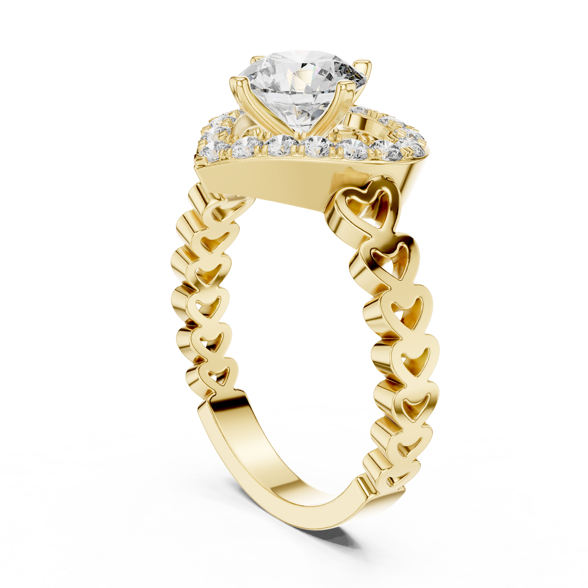 Heart Shape With Round Vvs Diamond Ring