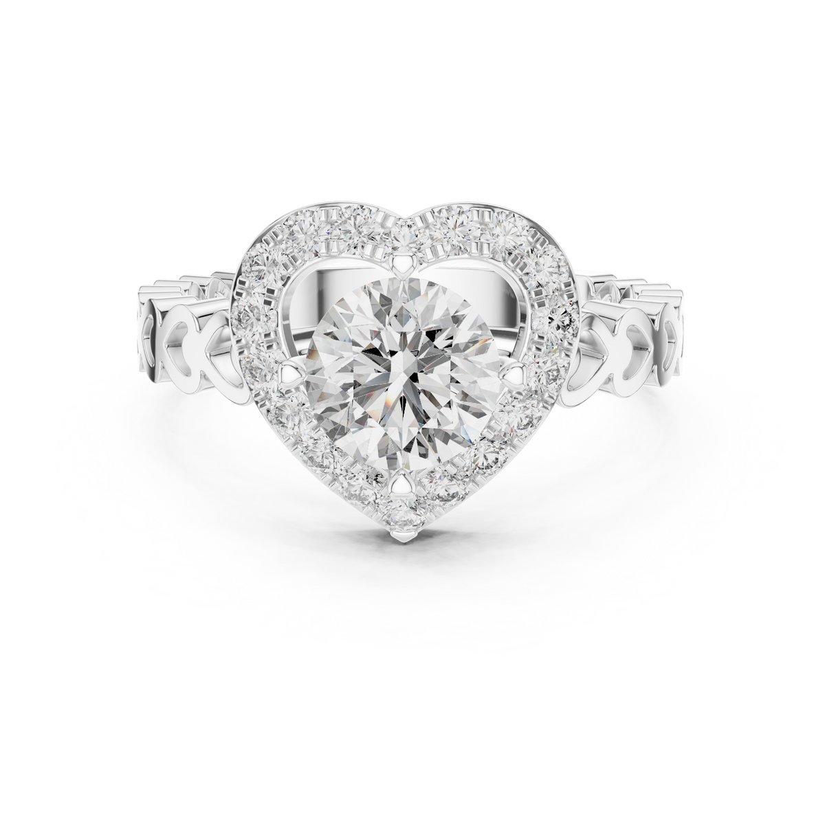 Heart Shape With Round Vvs Diamond Ring