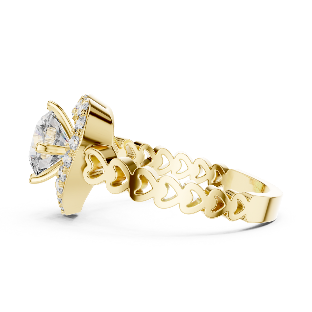 Heart Shape With Round Vvs Diamond Ring