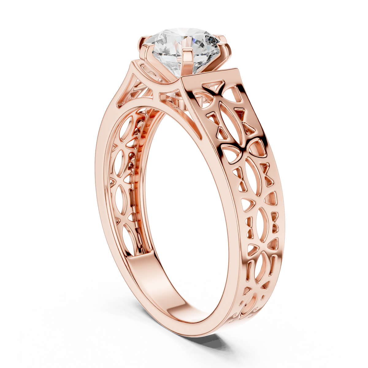 1-Carat Solitaire Diamond Shank Engagement Ring