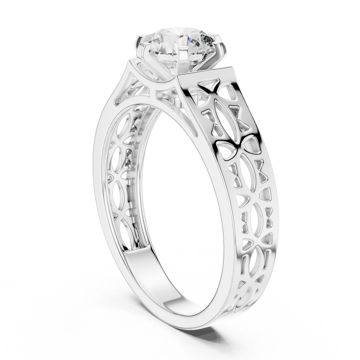 1-Carat Solitaire Diamond Shank Engagement Ring