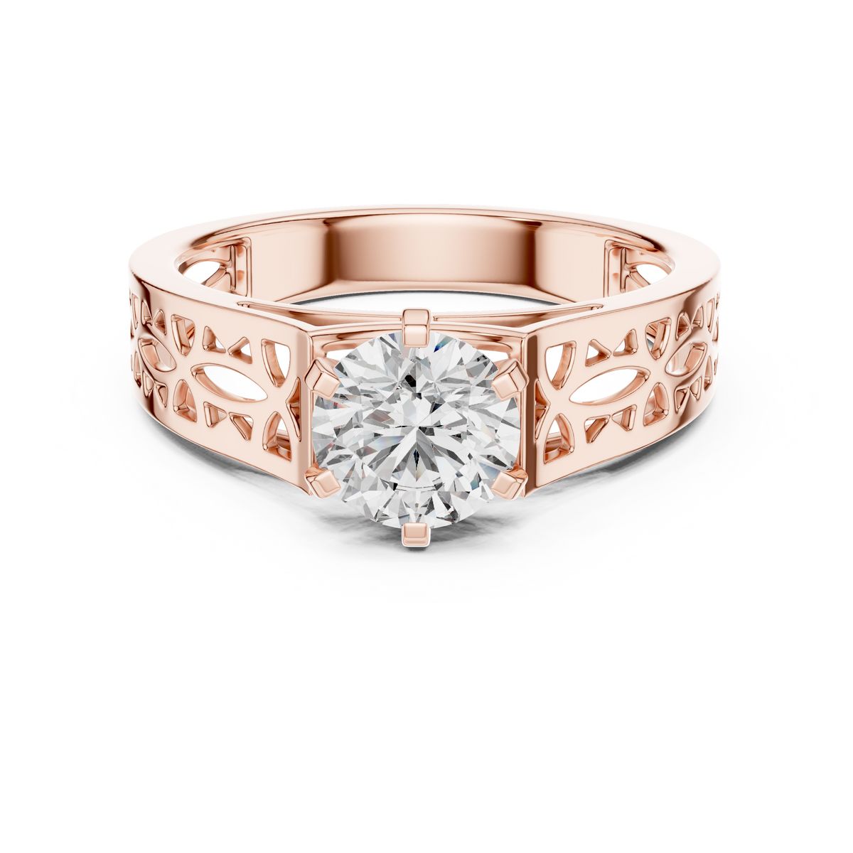 1-Carat Solitaire Diamond Shank Engagement Ring
