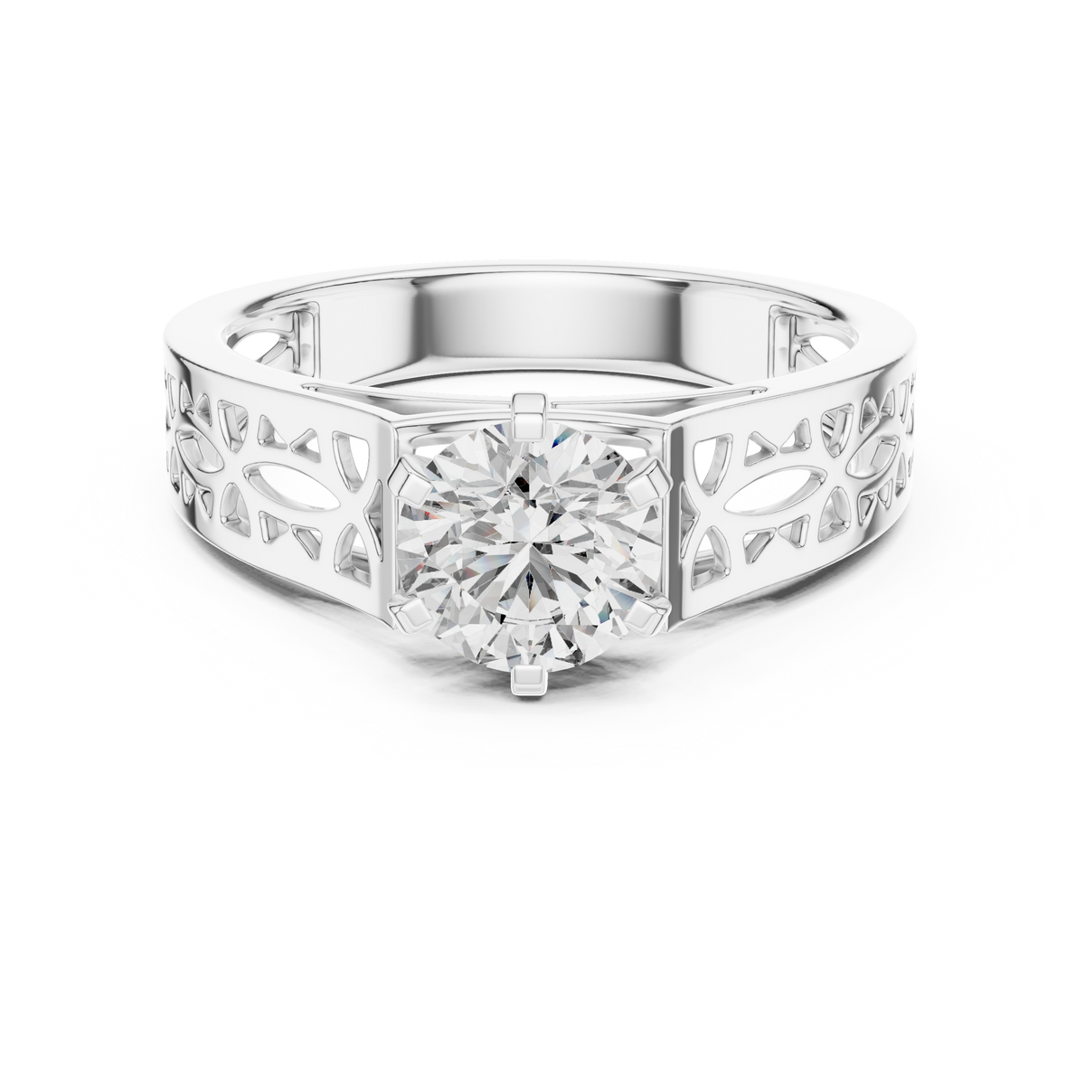 1-Carat Solitaire Diamond Shank Engagement Ring