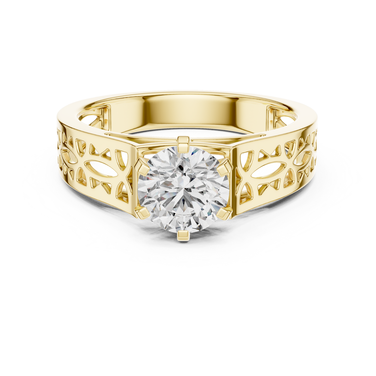 1-Carat Solitaire Diamond Shank Engagement Ring