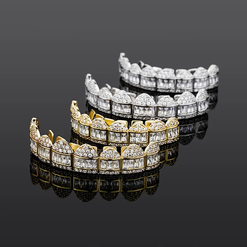 Iced Out 925 Silver VVS Baguette Moissanite Diamonds HipHop Grillz