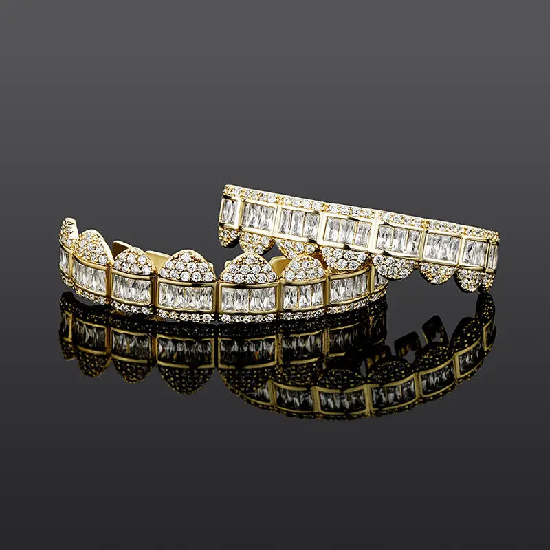 Iced Out 925 Silver VVS Baguette Moissanite Diamonds HipHop Grillz