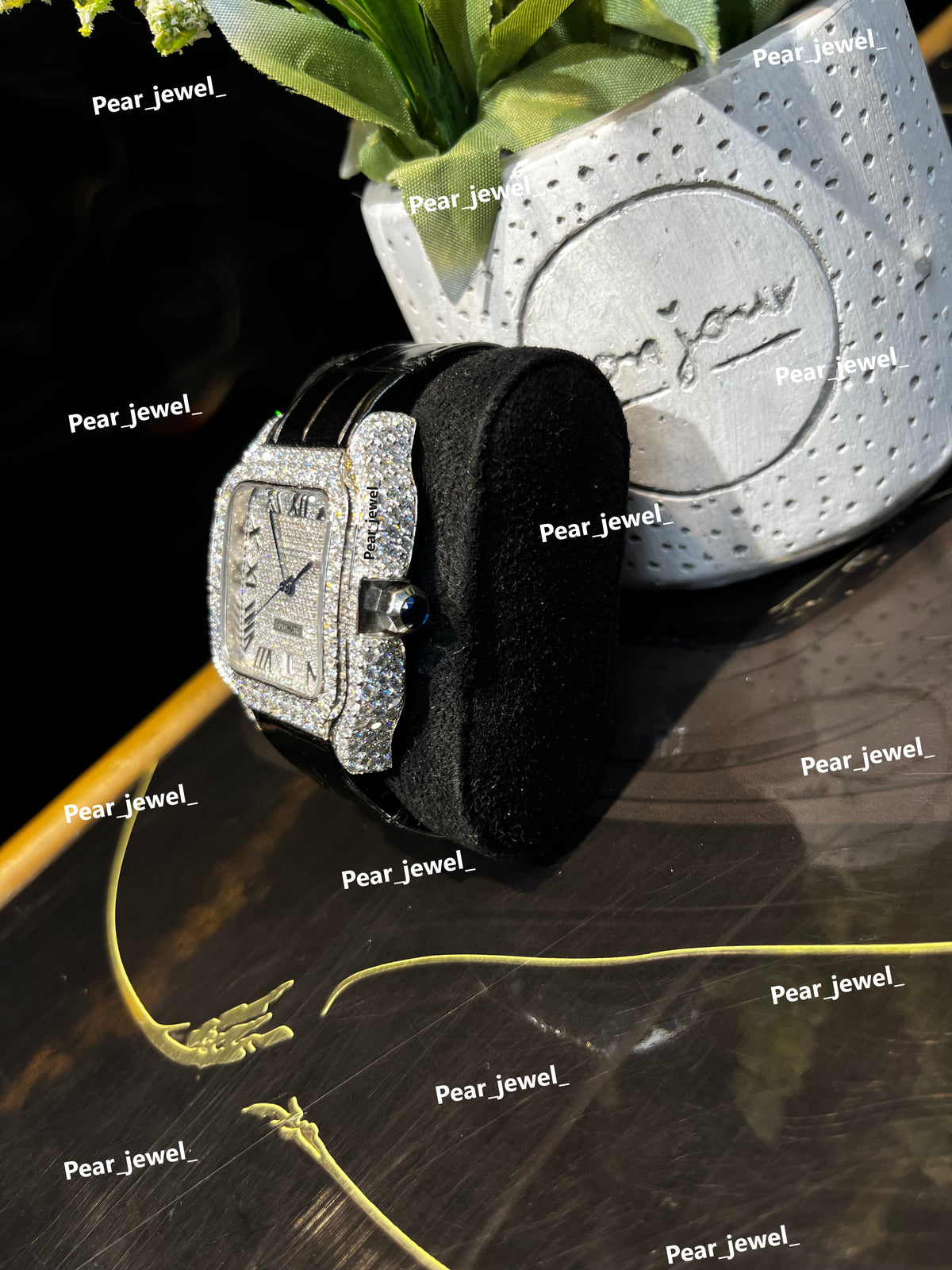 Iced Out Square Roman Dial Watch Moissanite Diamond Luxury Wrist Watch