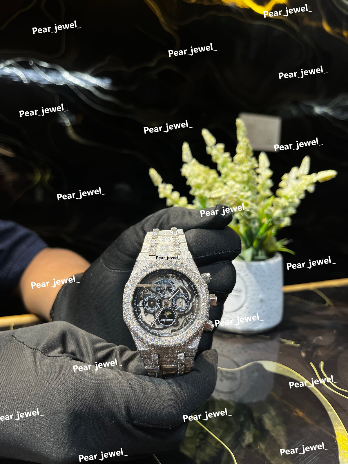 Iced Out Stainless Steel Watch Moissanite Diamond Luxury Wrist Watch