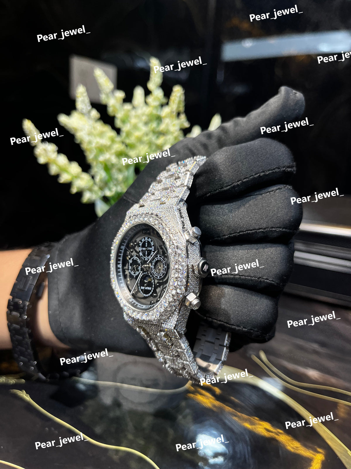 Iced Out Stainless Steel Watch Moissanite Diamond Luxury Wrist Watch