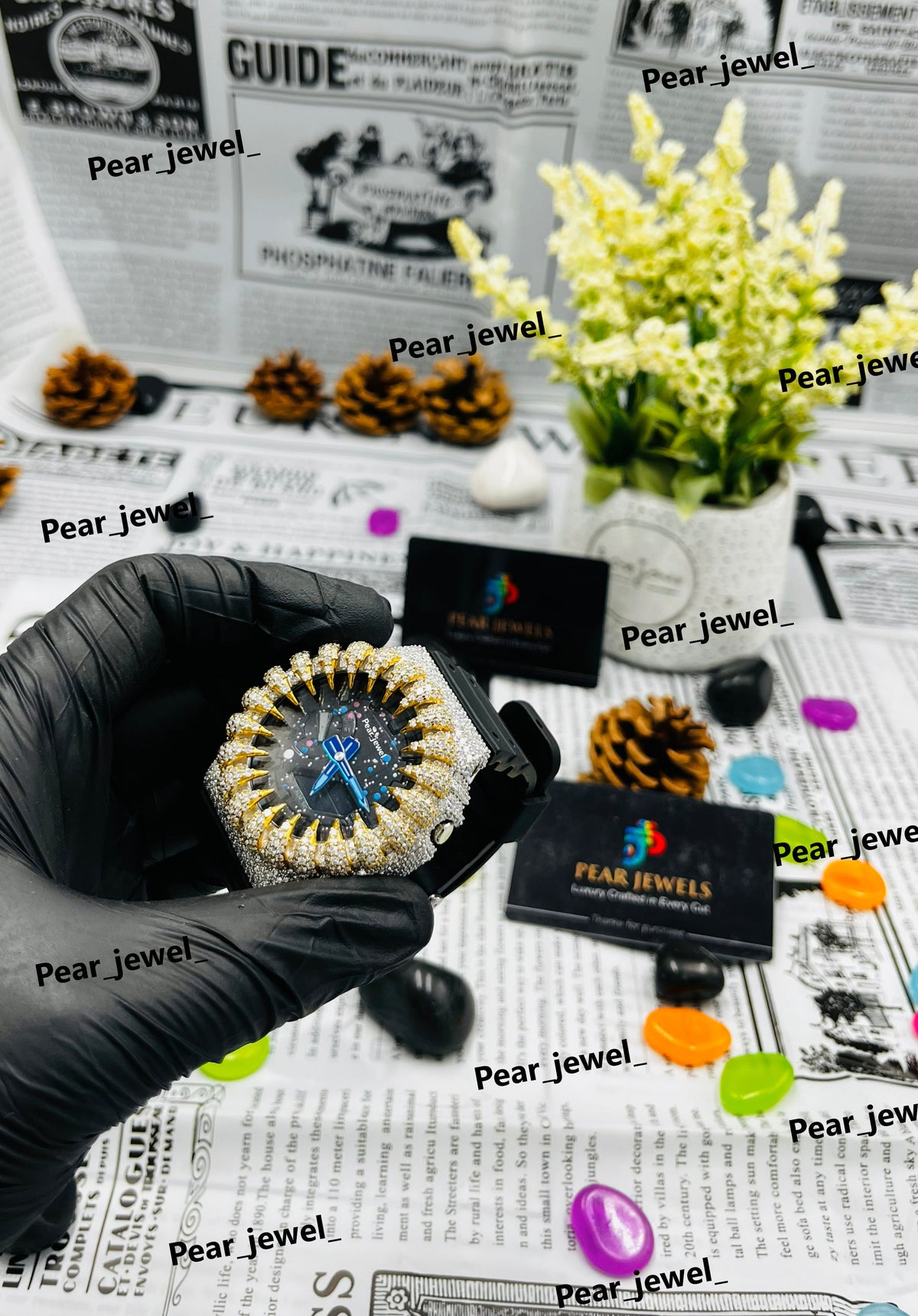 Iced Out VVS Round Cut Moissanite Bezel Wrist Watch