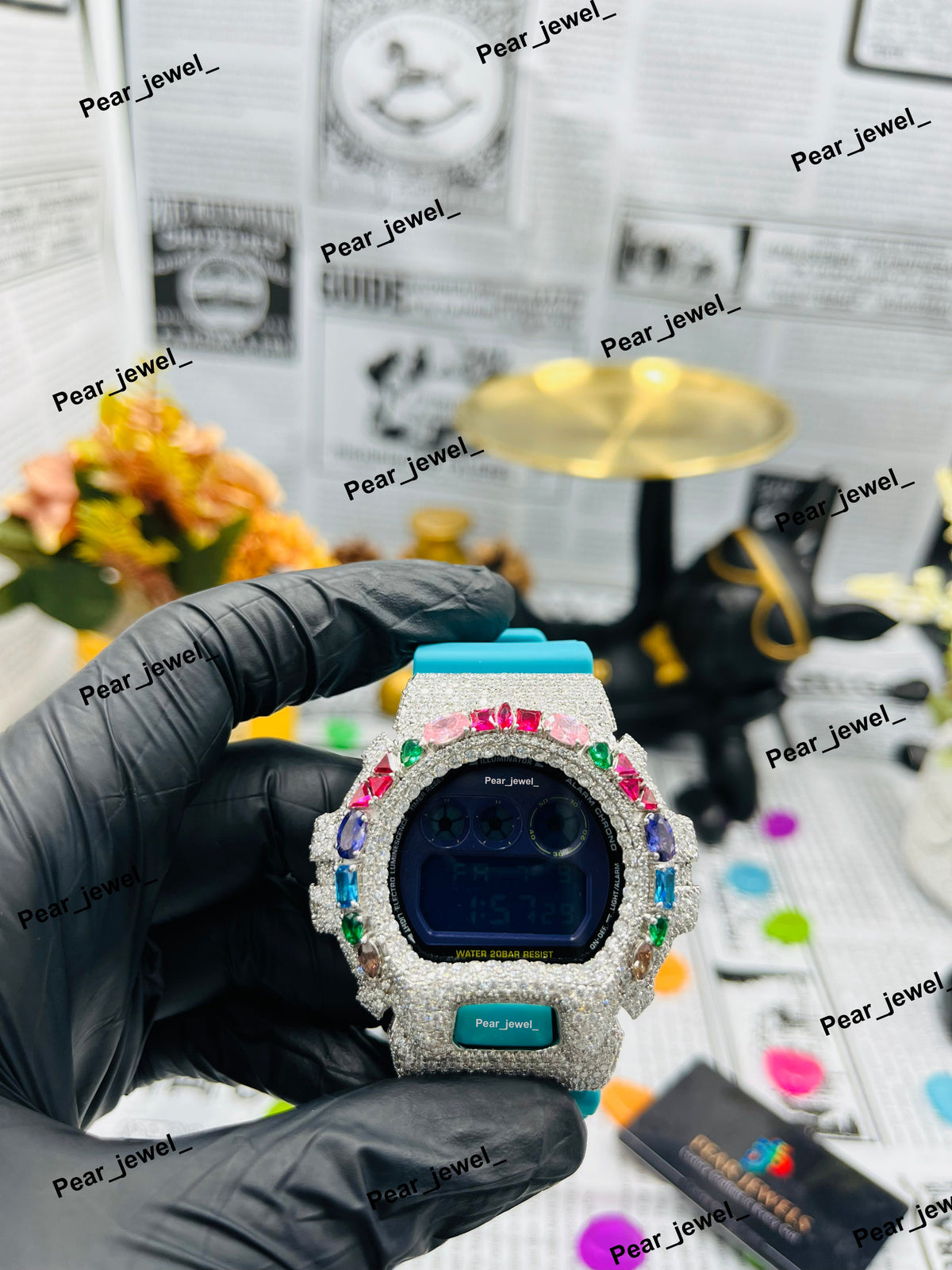 Iced Out Digital Watch Moissanite Diamond Look Luxury Wrist Watch With Bling Style