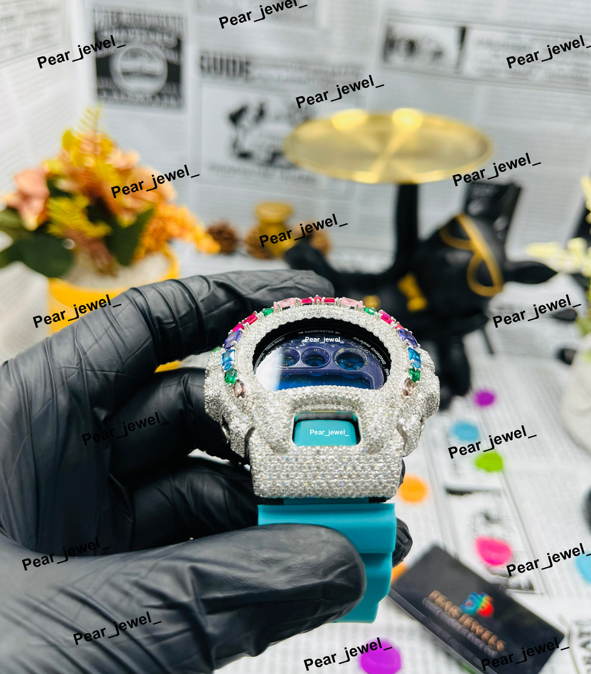 Iced Out Digital Watch Moissanite Diamond Look Luxury Wrist Watch With Bling Style