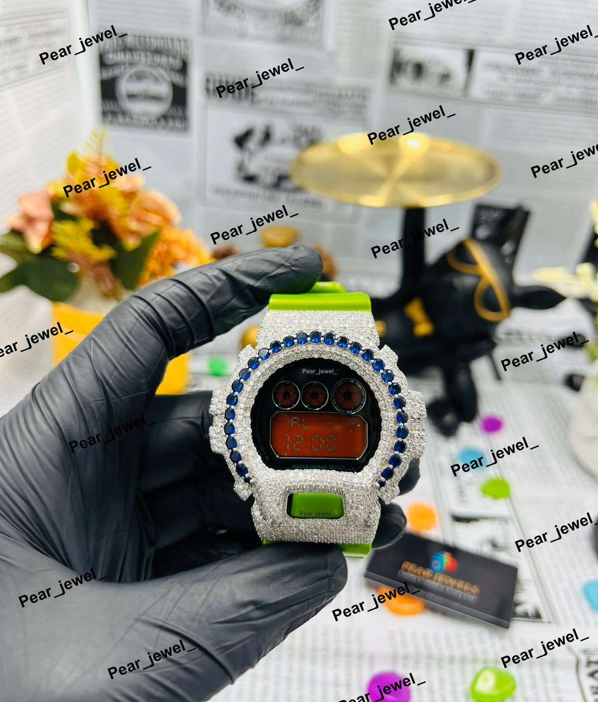 Iced Out Digital Watch Moissanite Diamond Bling Style For Unisex