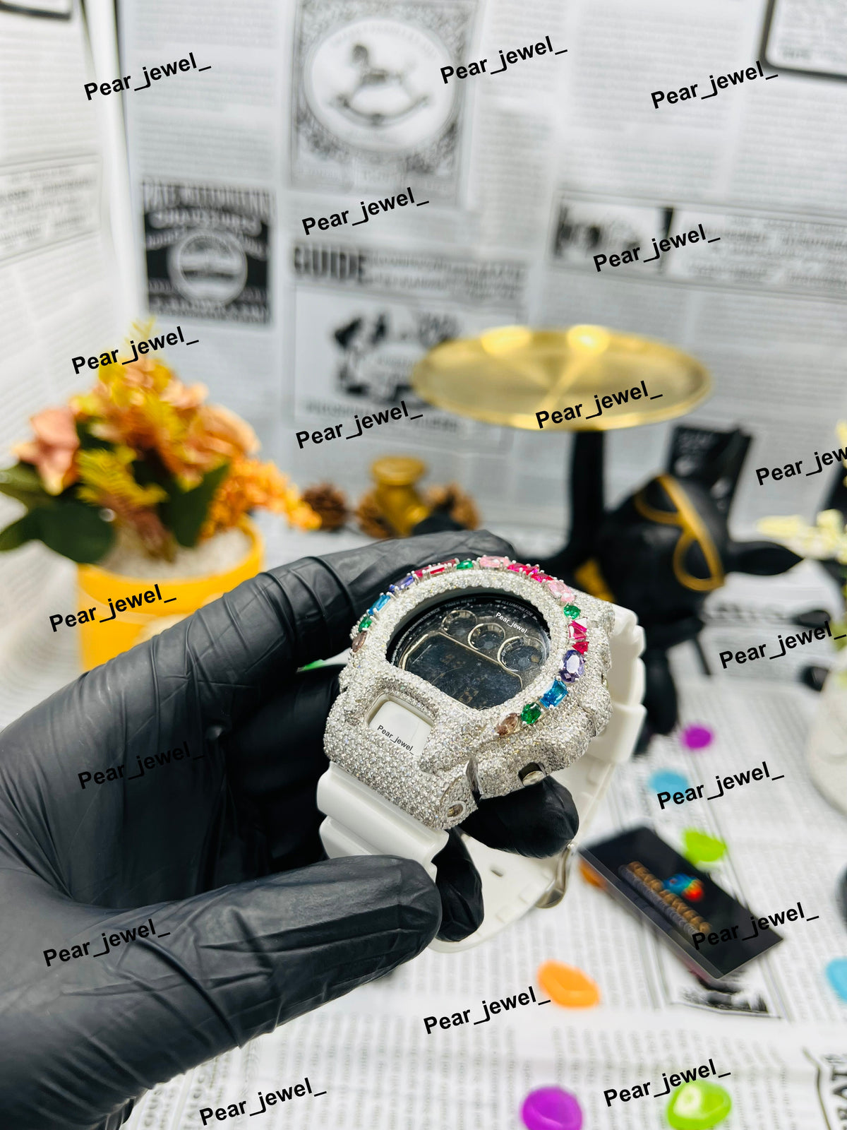 Iced Out Case Dial VVS Moissanite Diamond Digital Wrist Watch