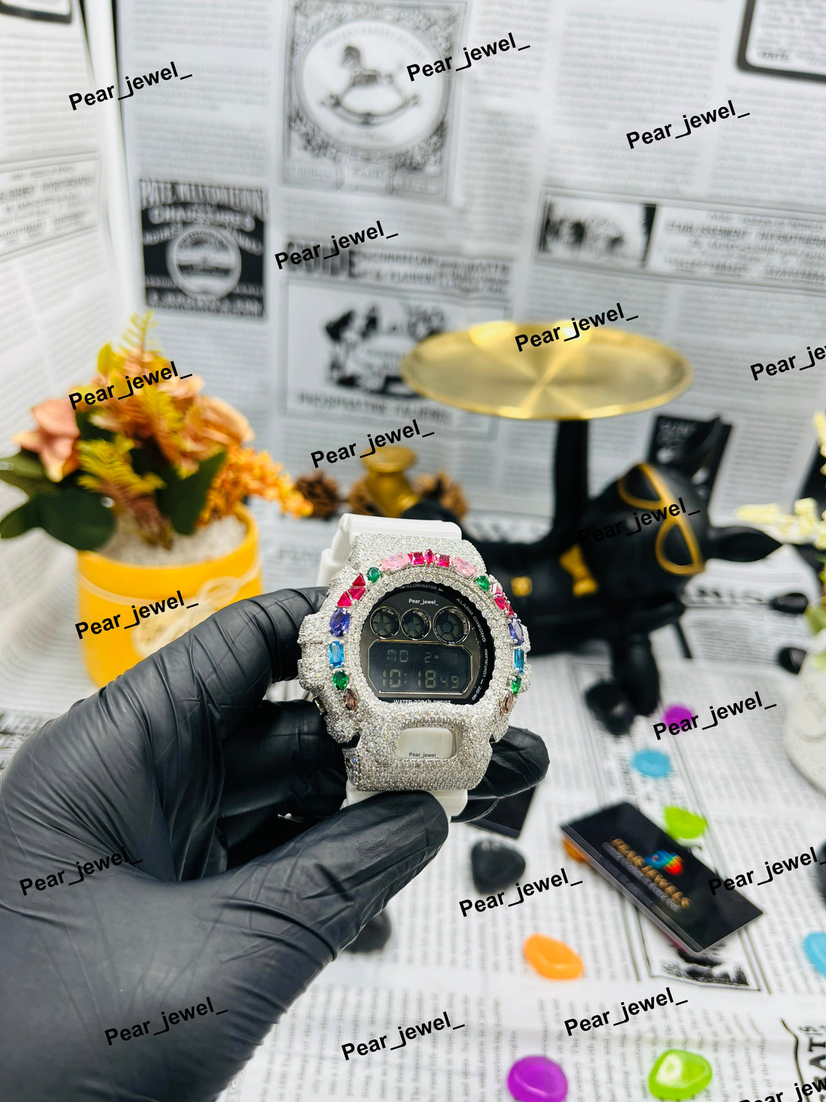 Iced Out Case Dial VVS Moissanite Diamond Digital Wrist Watch
