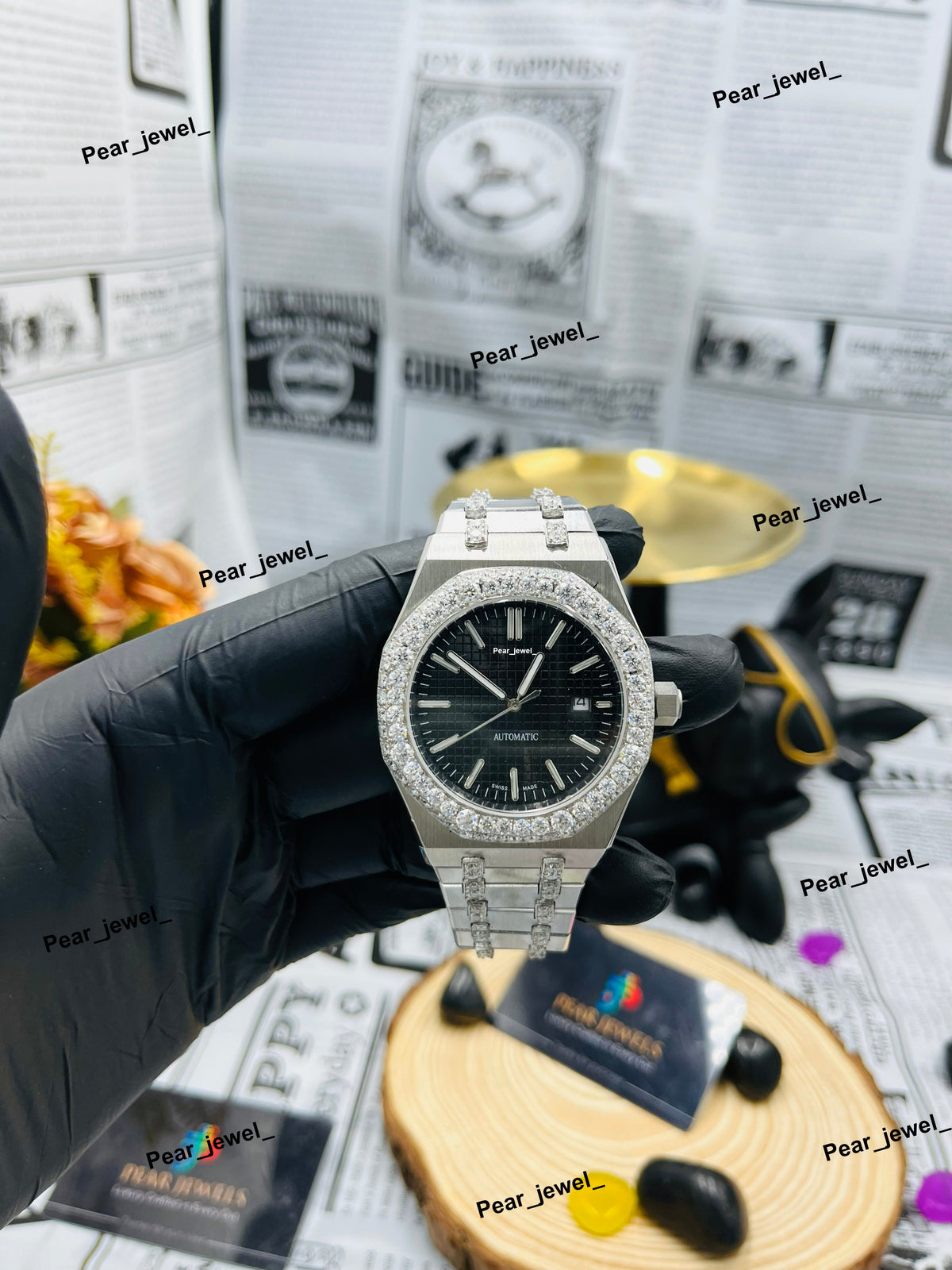 Stainless Steel VVS Moissanite Diamond Iced Out Automatic Wrist Watch
