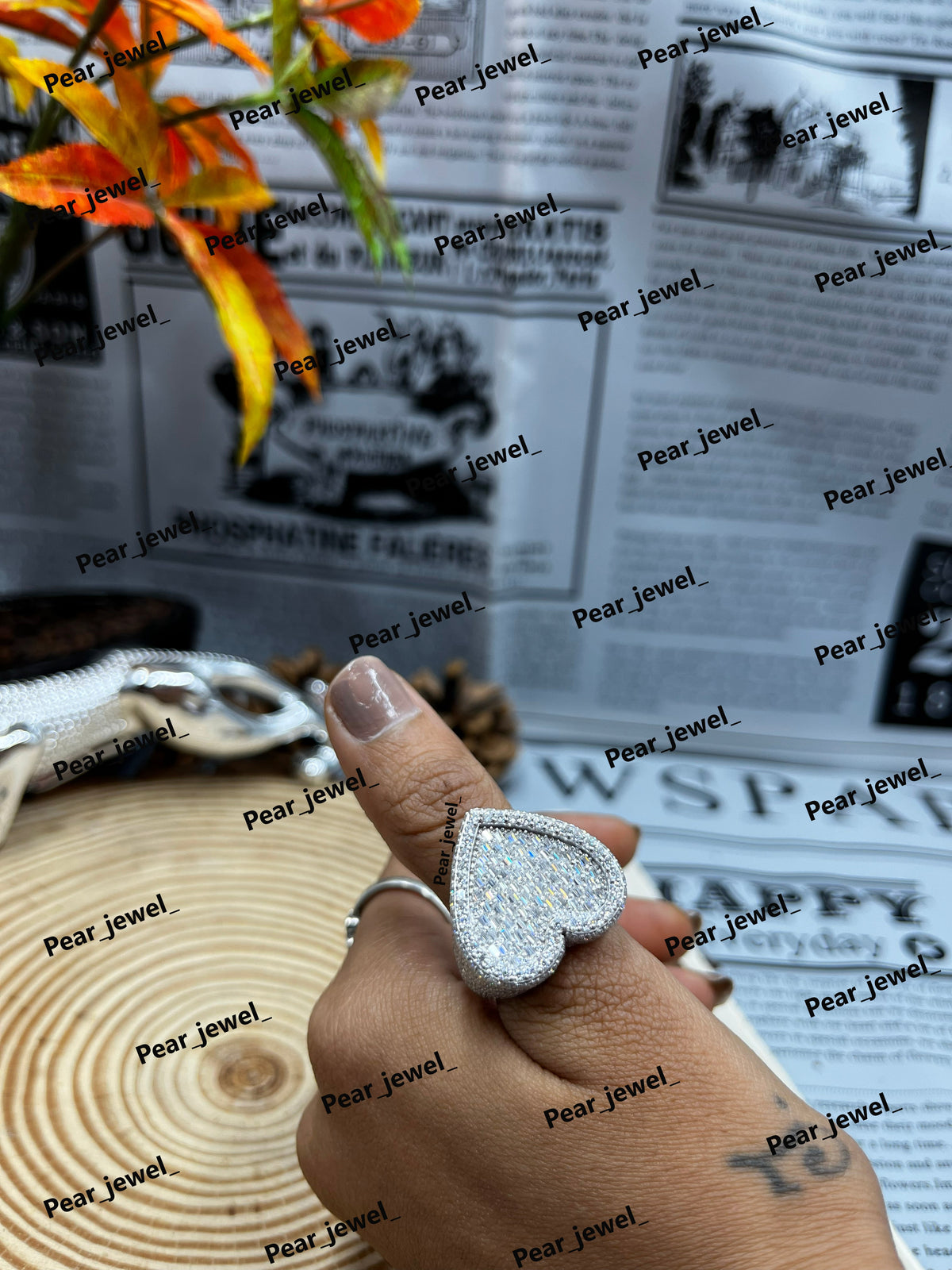 Heart Shape Iced Out Romantic 925 Silver With Moissanite Diamond Ring