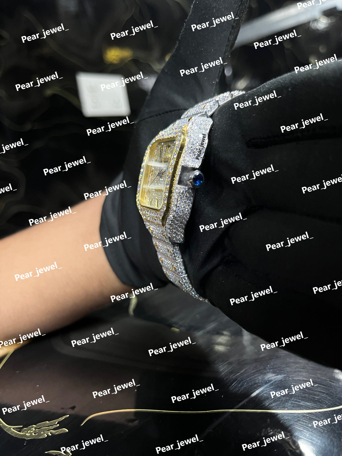 VVS Moissanite Diamond Iced Out Arabic Dial Wrist Watch