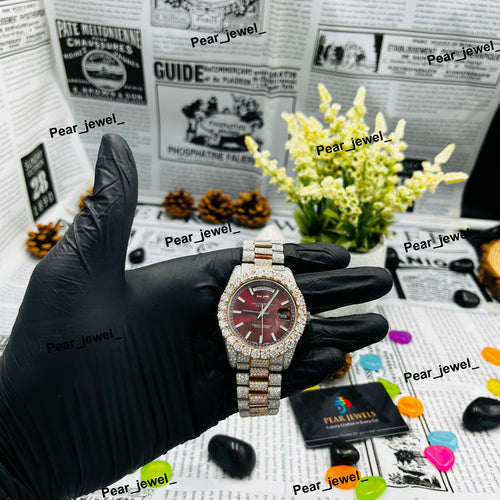 Iced Out Moissanite Diamond Watch In Stainless Steel Wrist Watch