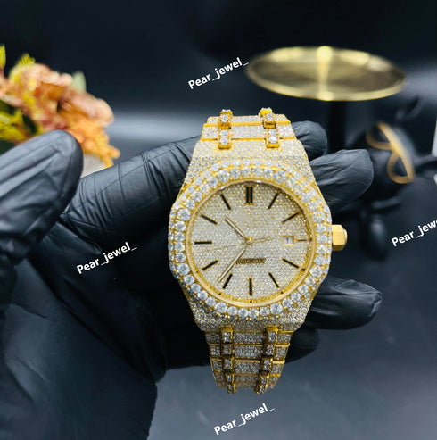 Iced Out Automatic Watch Stainless Steel VVS Moissanite Diamond