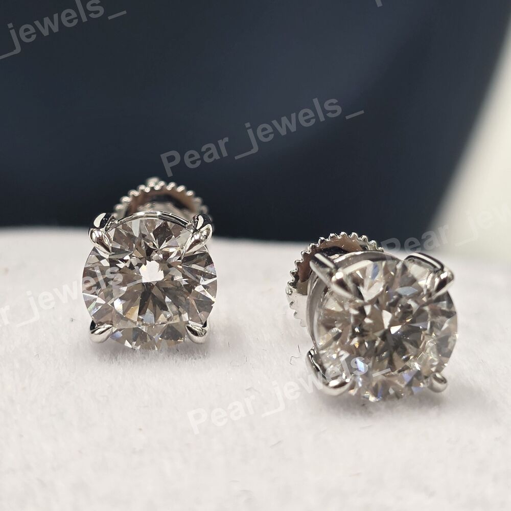Iced Out Round cut VVS Moissanite Diamond  Sparkling 925 Siver Women And Men Wear Earring