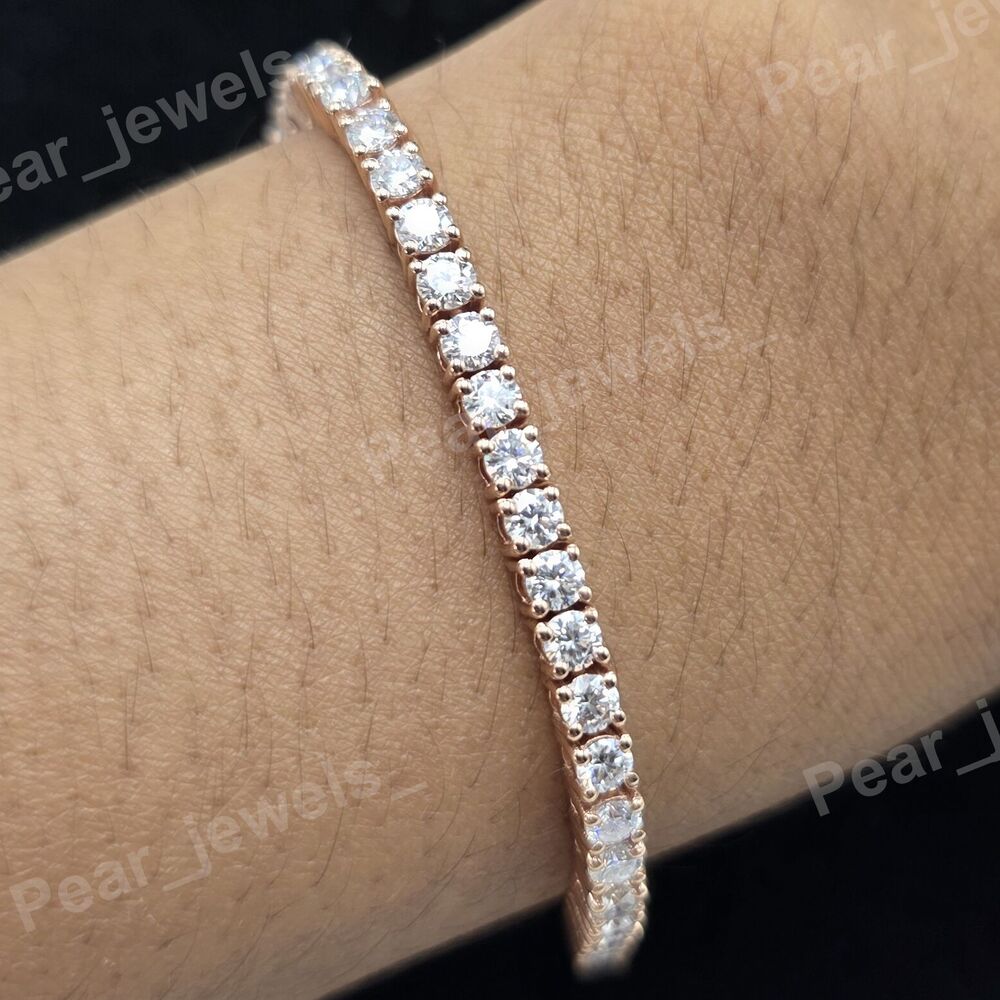 Round Cut VVS Moissanite 925 Sterling Silver Tennis Bracelet for Unisex Party Wear