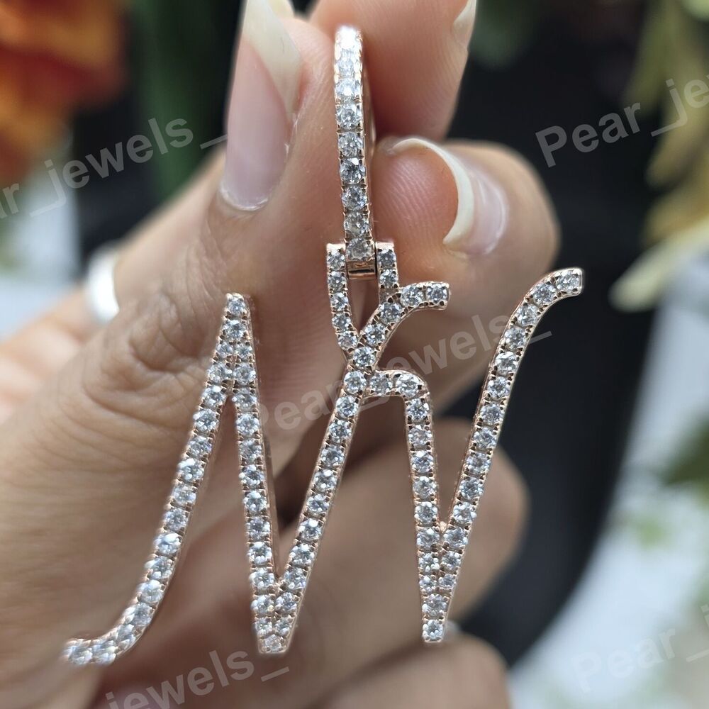 Iced Out 925 Sterling Silver Custom Letter VVS Moissanite Diamond Pendant For Unisex Party Wear