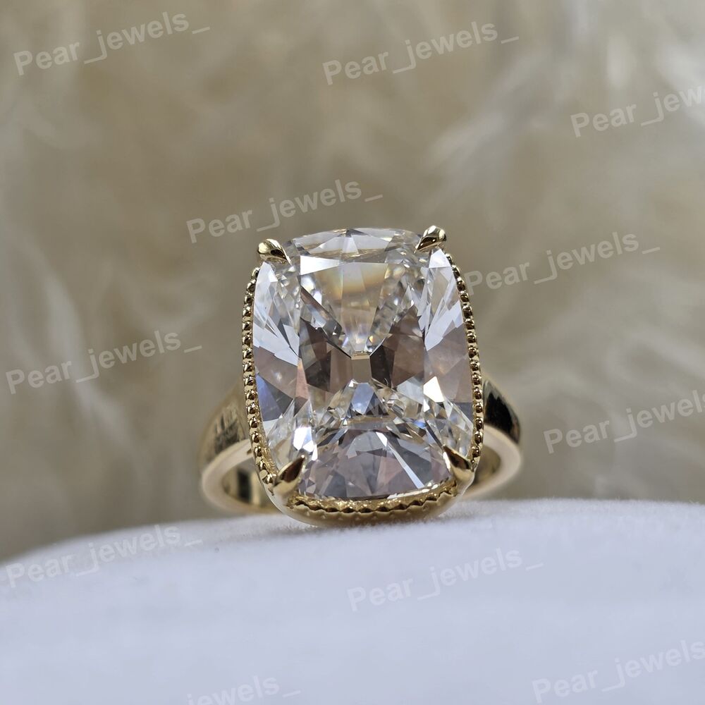 Cushion Cut Sparkling VVS Moissanite Fancy 925 Silver Ring Women Wear