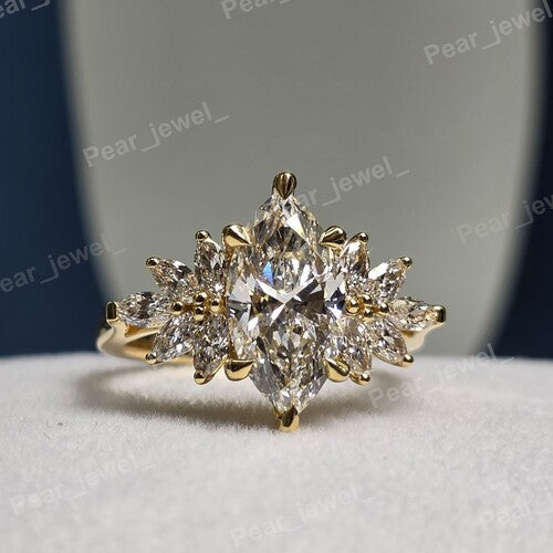 1.80 CT Marquise Cut Moissanite Diamond Sparking Ring For Wedding Wear