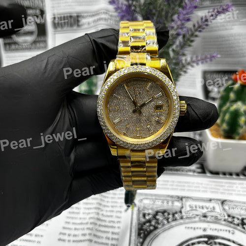 Stainless Steel VVS Moissanite Diamond Bezel Watch For Unisex